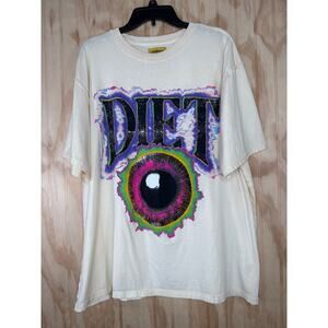 Diet Starts Monday Eyeball Graphic Tee Unisex Large Cotton Antique White